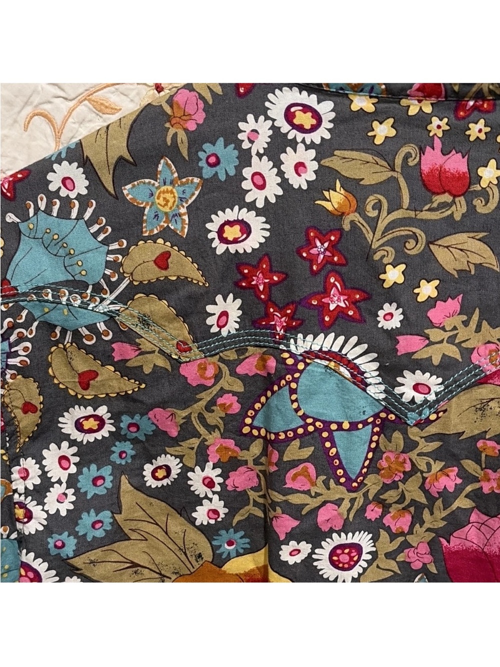 NWT Tin Haul Women Floral Patchwork Western Snap Shirt Large - Picture 10 of 14